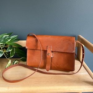 Madewell Leather Small Crossbody Clutch Brown Caramel